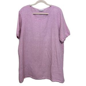 Bryn Walker 100% Linen Tunic Top Womens Medium Pink Coastal Beachy Lagenlook